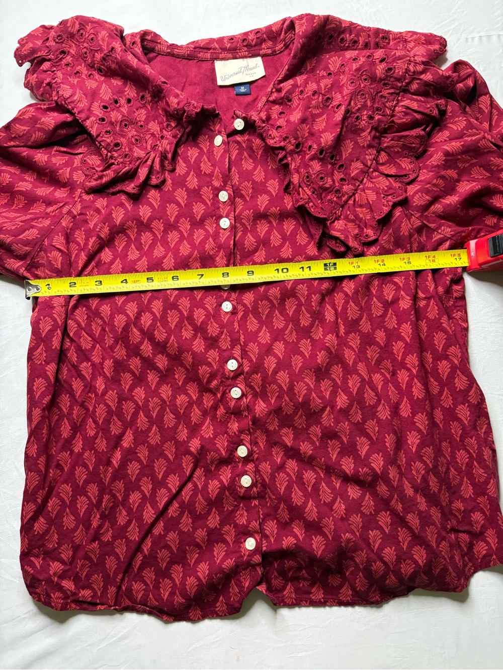 Universal Thread Red Ruffle-Yoke Button Front Blouse - Picture 3 of 3
